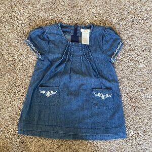 Baby girl Jean dress with Embroidered Pockets 12-18 months 22-27 lb
